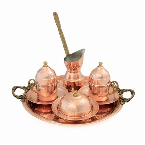 Turkish Copper Coffee Serving Set Coffee Porcelain Cup Saucer Coffee