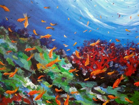 You can browse coral reef painting samples from real customers and artists. Paintings (Originals) For Sale | Underwater World-coral reef scene | ArtsyHome