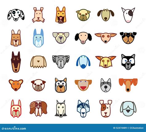 Dog Breed Collection Icons Vector Illustration Stock Vector Image