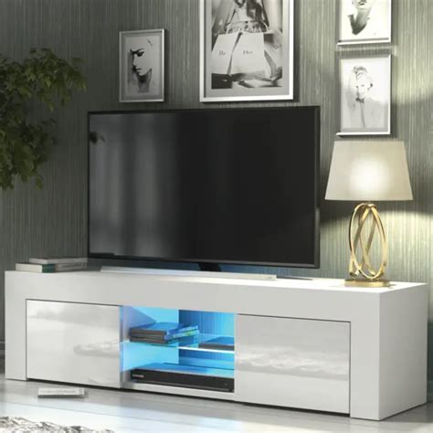 MODERN TV UNIT Cm Cabinet TV Stand High Gloss Doors With Free LED PicClick UK