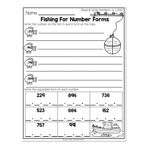 2nd Grade Math Worksheets Place Value Read And Write Numbers To 1000