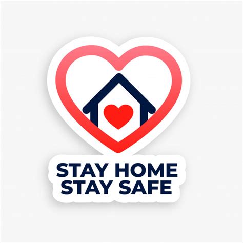 Poster stay at home covid 19 gambar orang melihat di jendela. Free Vector | Stay home and stay safe concept heart house ...