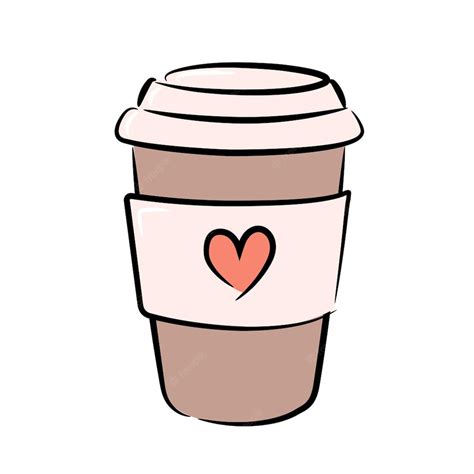 Premium Vector A Simple Drawing Of A Paper Cup For Hot Drinks Colorful Glass With A Heart