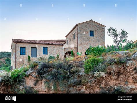 An Old Traditional Mansion Made Of Stone In Oitylo Laconian Mani