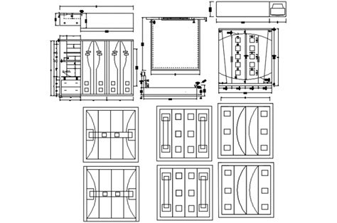 Wardrobe All Sided Elevation Section And Plan Drawing