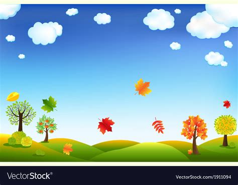 Autumn Cartoon Landscape Royalty Free Vector Image
