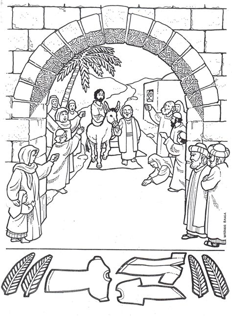 Jesus Enters Jerusalem In This Palm Sunday Coloring Page For Palm