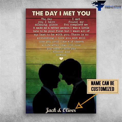 gay couple the day i met you i found my missing piece customized personalized name canvas