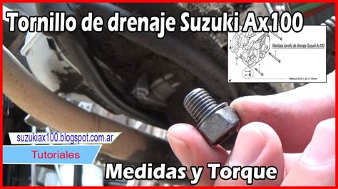 Tornillo Del Carter Para Drenaje Del Aceite Suzuki Ax Medidas Y