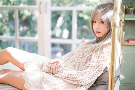 Wallpaper Han Ga Eun Asian Model Long Hair Dappled Sunlight