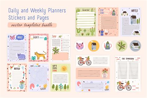 Planner Pages And Stickers Pre Designed Illustrator Graphics