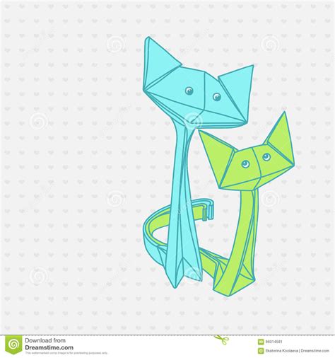 Please like, comment, and share. Drawing Of Cute Origami Cats In Love. Stock Vector ...
