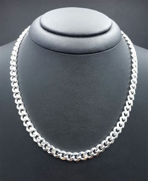 925 Italian Sterling Silver Mens Hollow Miami Cuban Link Chainchain