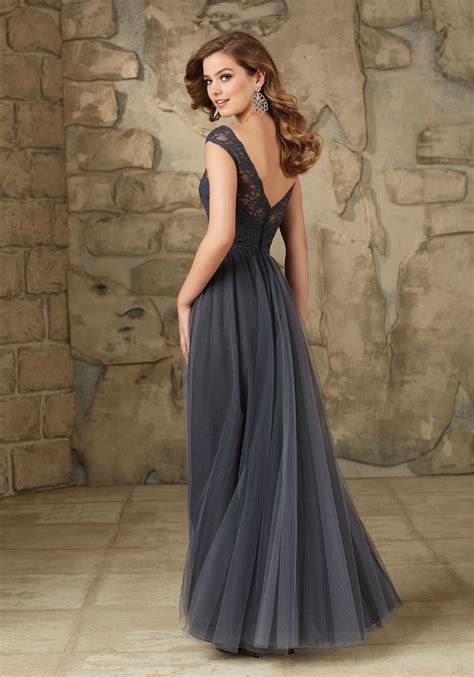 Long And Elegant Lace And Tulle Bridesmaid Dress Morilee