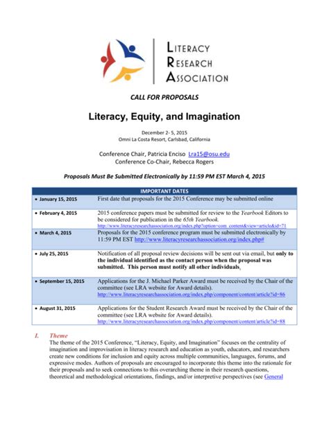 Call For Proposals 2015 Literacy Research Association