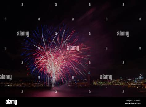 Fireworks Display In Stockholm Sweden Stock Photo Alamy