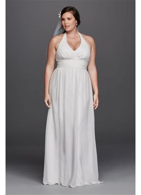 718 x 1000 jpeg 122 кб. Chiffon Sheath Halter Plus Size Wedding Dress - Davids Bridal