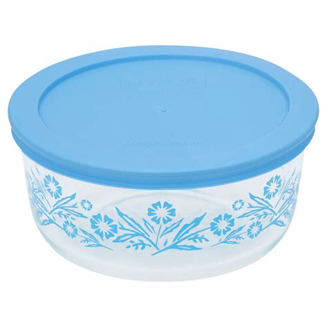 Pyrex 4 Cup Round Glass Container With Blue Plastic Cover Walmart Canada