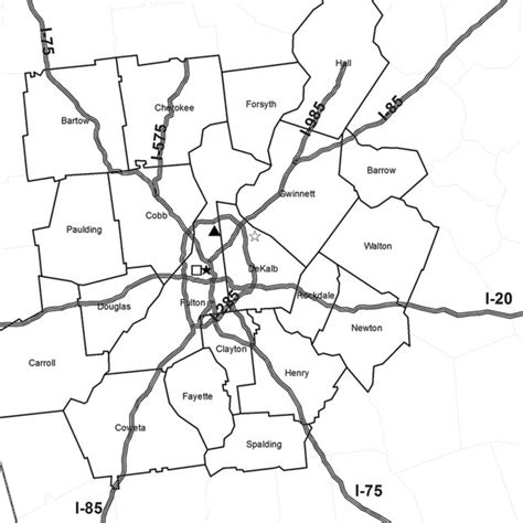 Atlanta Metropolitan Statistical Area With Counties Major Highways