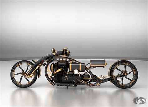 Motorcycle 74 Steampunk Chopper Black Widow By Solifague Design