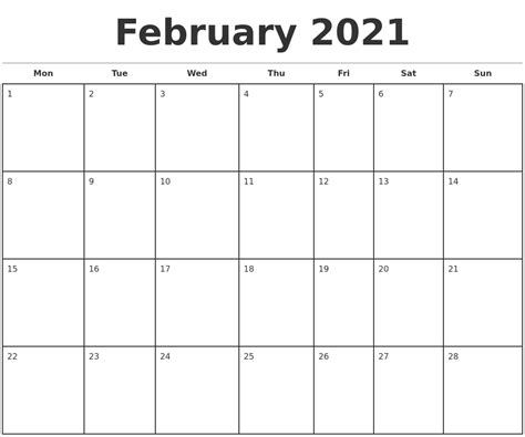 In addition to providing a fresh start, a new calendar can keep you organiz. February 2021 Monthly Calendar Template