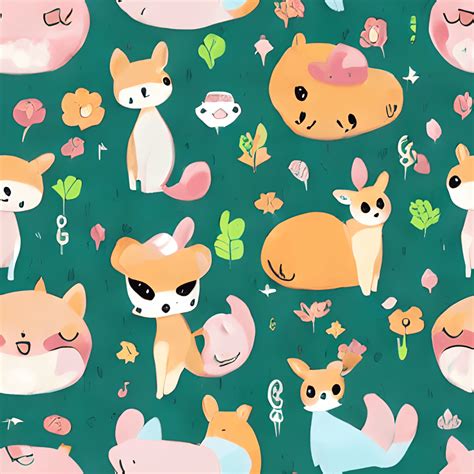 Chibi Forest Animals Kawaii Cartoon Pattern · Creative Fabrica