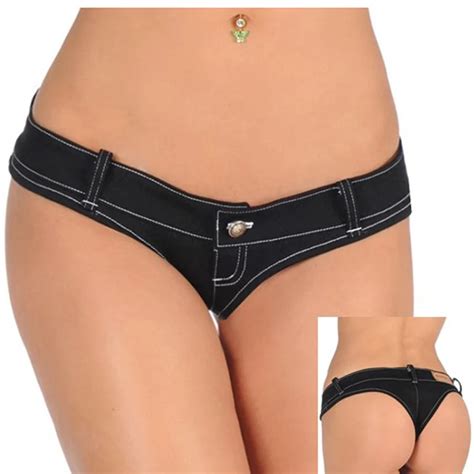 New Fashion Sexy Mini Shorts Thong Ultra Low Waisted T Thongs Triangle Jeans Ladies Denim Shorts