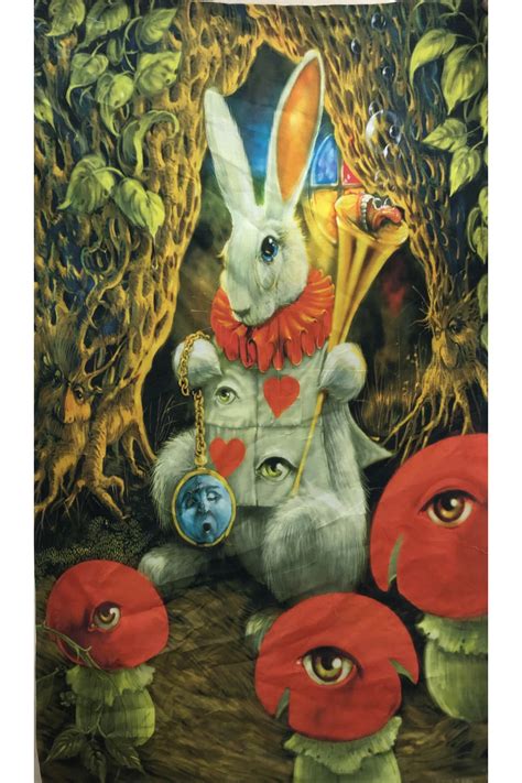 White Rabbit Heady Art Print Mini Tapestry 30x45 Artwork By Richard