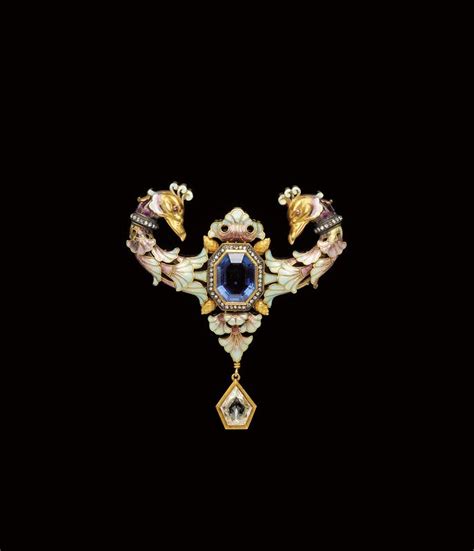 Renaissance Revival Sapphire Diamond And Enamel Brooch Gustave Espinasse Sale Number 2448