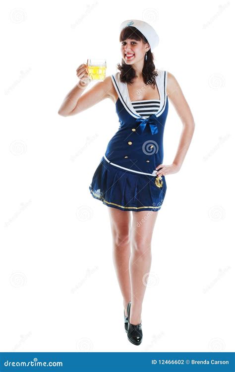 Pinup Sailor Girl Blowing A Kiss Royalty Free Stock Image