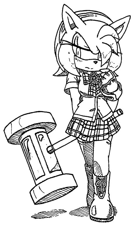 Amy Rose Girl Sketch Free Coloring Page