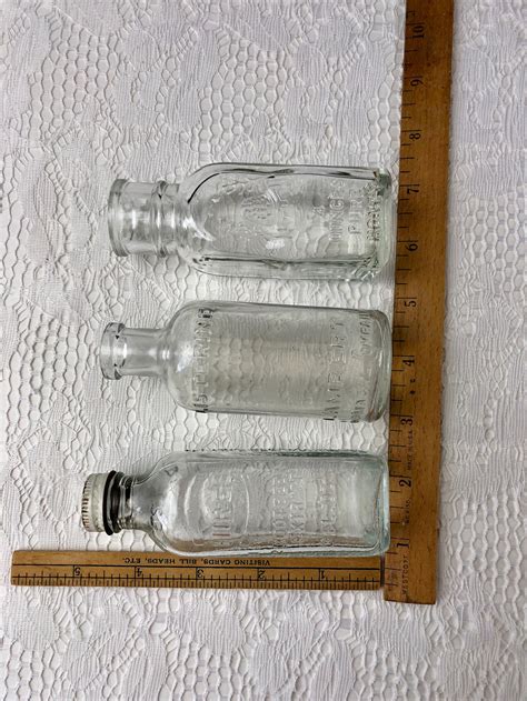 Vintage Clear Glass Bottles Lot Of 3 Honey Listerine Hires Etsy