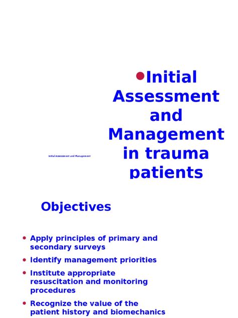 1initial Assessment In Trauma Patient Major Trauma Cardiopulmonary