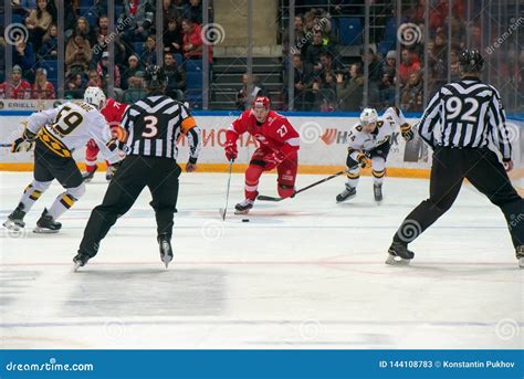 Leshchenko Vyacheslav 27 On The Hockey Game Spartak Vs Severstal Cherepovets Editorial Stock