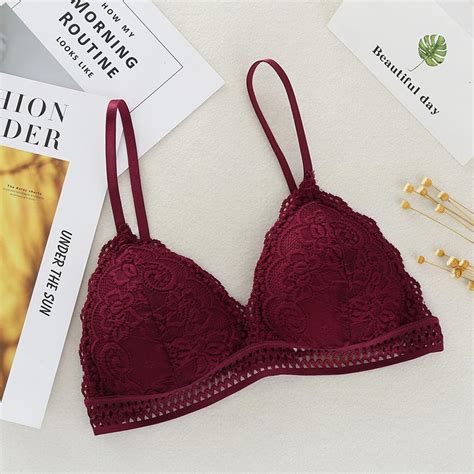 Buy French Style Bralette Seamless Deep V Lace Girl Bra Wireless Thin Sexy Lingerie Soft Bras At