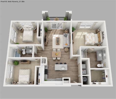 Two bedroom monolithic dome home floor plan designs. Three Bedroom Apartment Floor Plans - House Plans | #172410