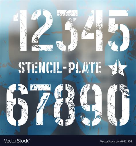 Stencil Plate Numbers In Military Style Royalty Free Vector