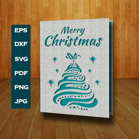 Christmas Card Template Christmas Tree Cards Christmas Svg Diy Cards