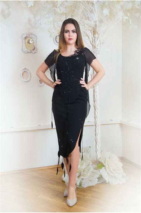 Rochie Elyvo Neagra De Seara Scurta Midi Eleganta Xxl De Nunta Ocazie