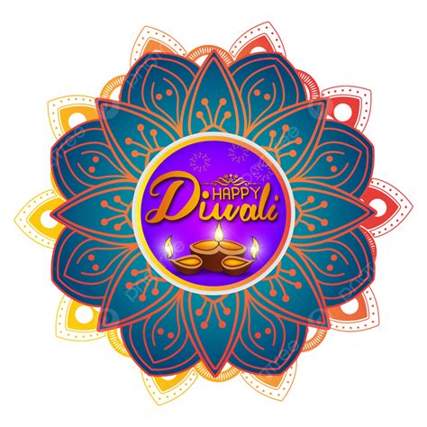 Happy Diwali Diya Decoration With Rangoli Festival Vector Happy Diwali