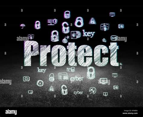 Privacy Concept Protect In Grunge Dark Room Stock Photo Alamy