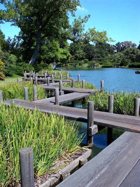 Japanese Zig Zag Bridge With Raised Iris Bed Missouri Botanical Garden