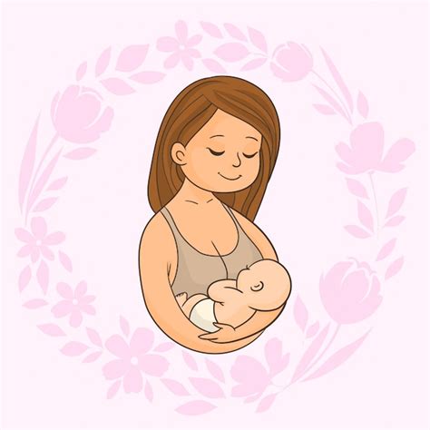 Madre Con Bebé Recién Nacido En Sus Brazos Vector Premium