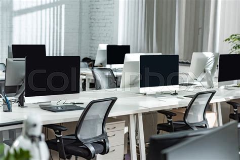 Modern Open Space Office With Computer Stock Image Colourbox