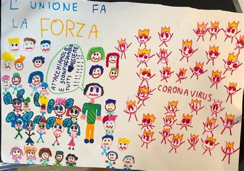 Virus spaventoso in una maschera protettiva. Coronavirus, i disegni dei bambini - CorrieredelVeneto.it