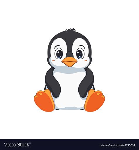 Cute Baby Penguin Cartoon Sitting Royalty Free Vector Image