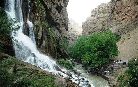 Ab Sefid Waterfall Eligodarz Lorestan Province Iran Persian
