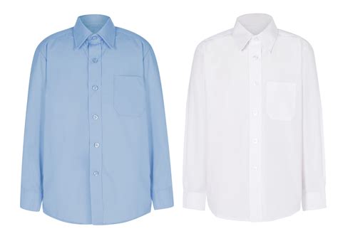 Boys Girls School Uniform Longshort Sleeves Plain Blue White