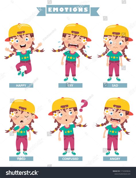 Little Kid Different Emotions Stock Vector Royalty Free 1710309826
