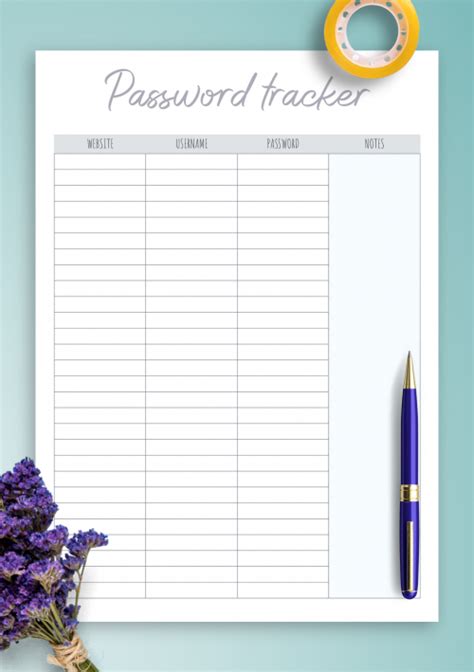 Password Log Template 10 Free Printable Word Excel PDF Formats